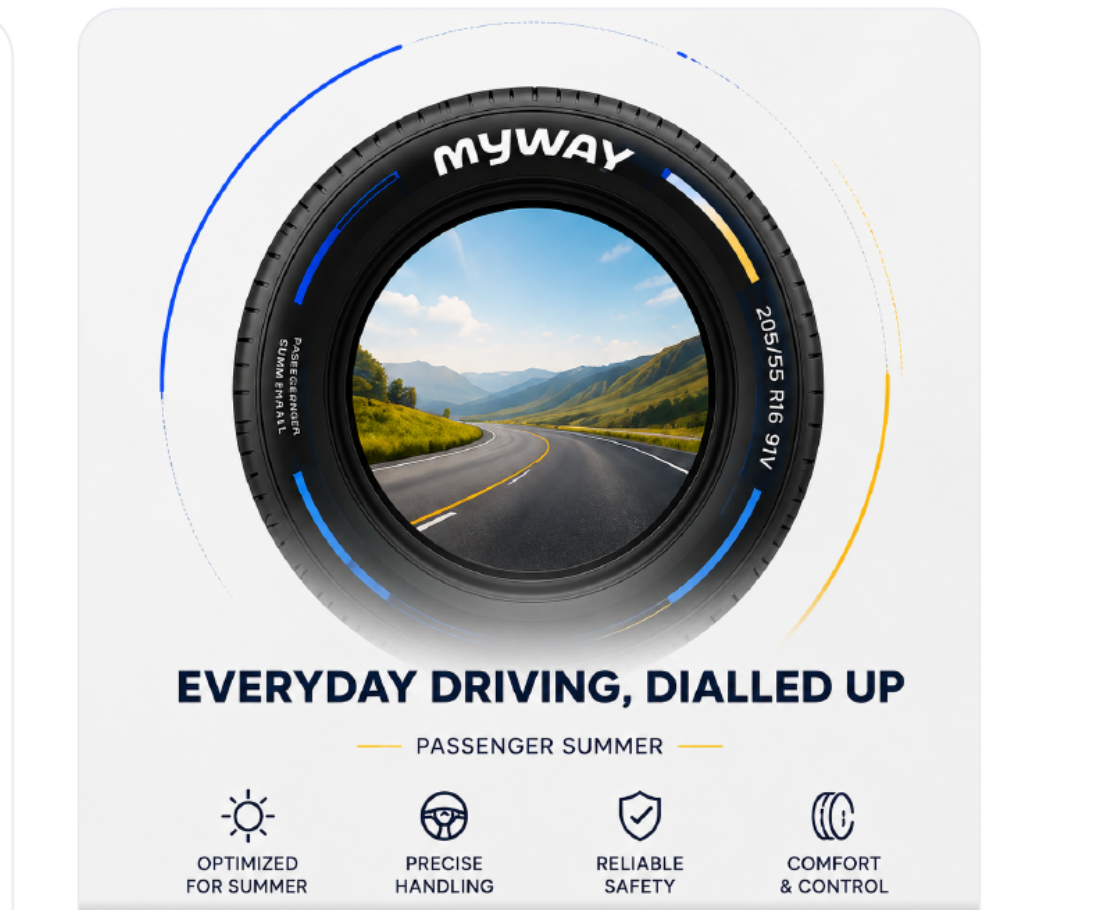 MyWay passenger tyre with an open road